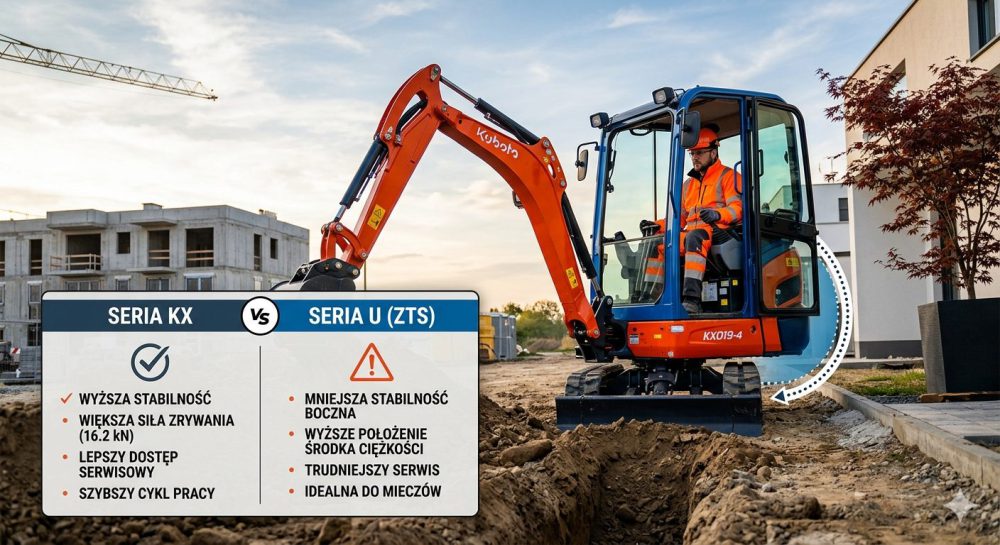 Porównanie serii minikoparek Kubota KX vs U